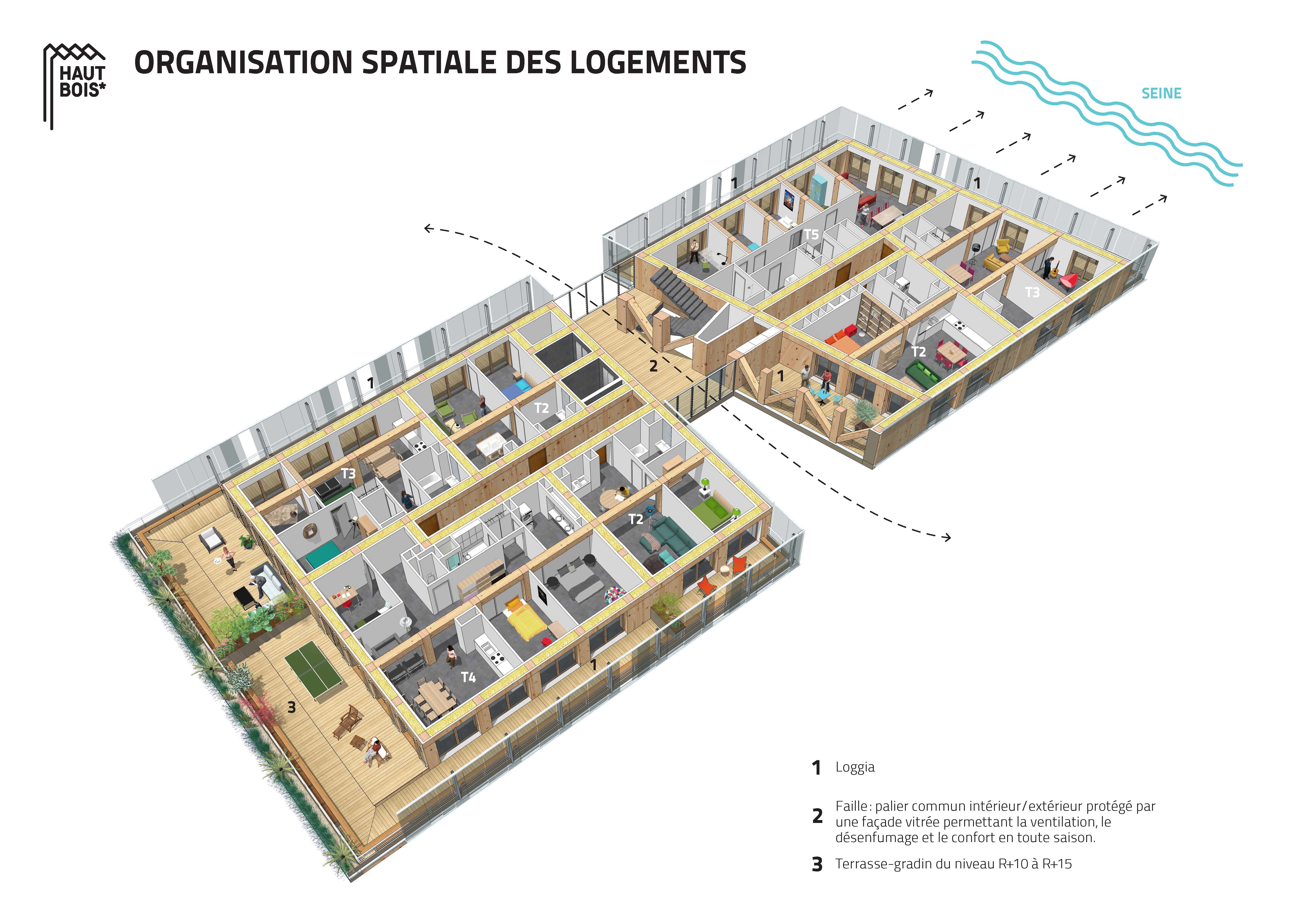 “Hautbois”, timber construction high-rise apartment building (competition) Lipsky Rollet architecture et environnement architecte florence lipsky pascal rollet paris france 